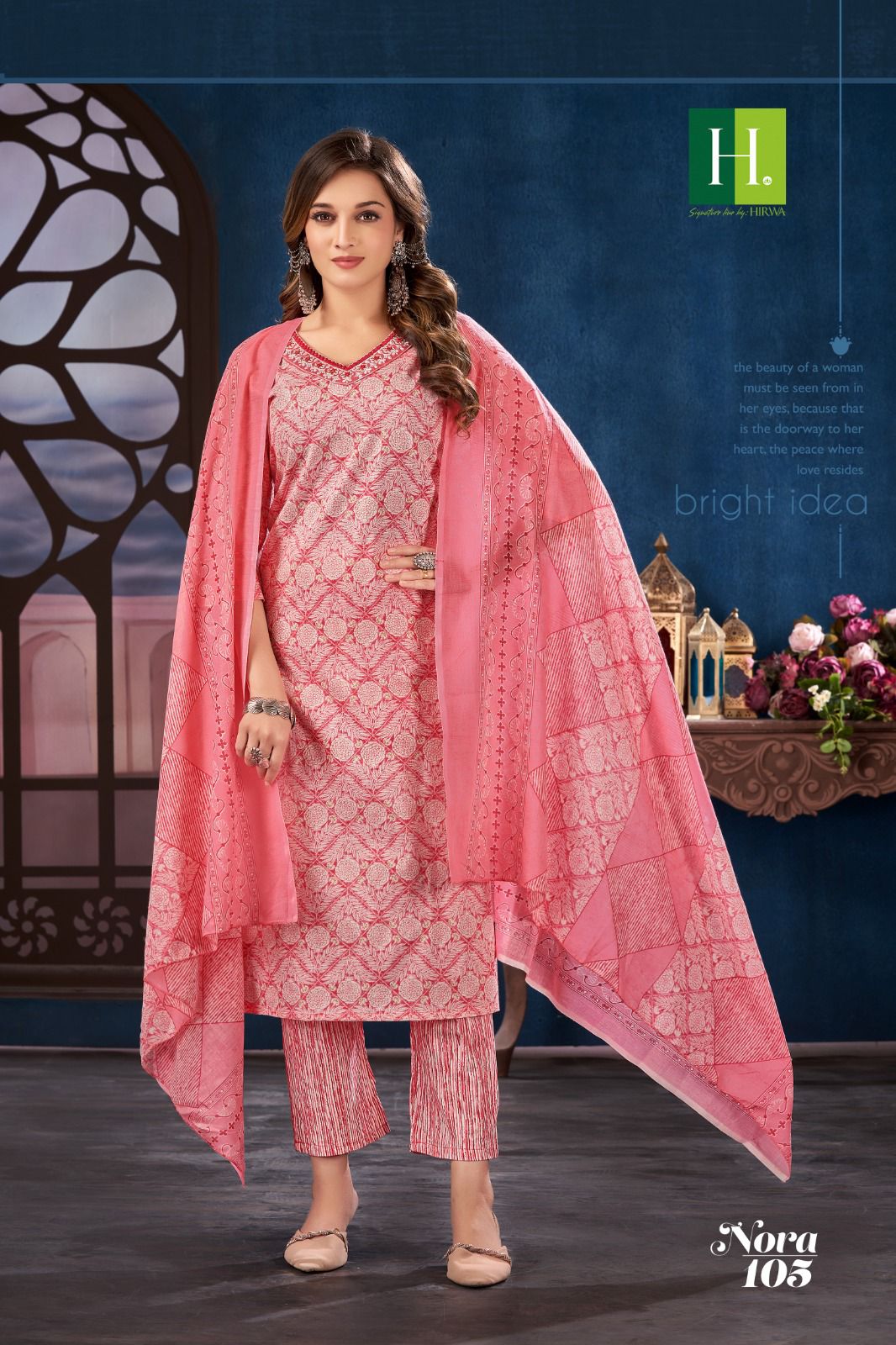 Nora By Hirwa Cambric Cotton Printed Kurti With Bottom Dupatta Wholesale Price In Surat
